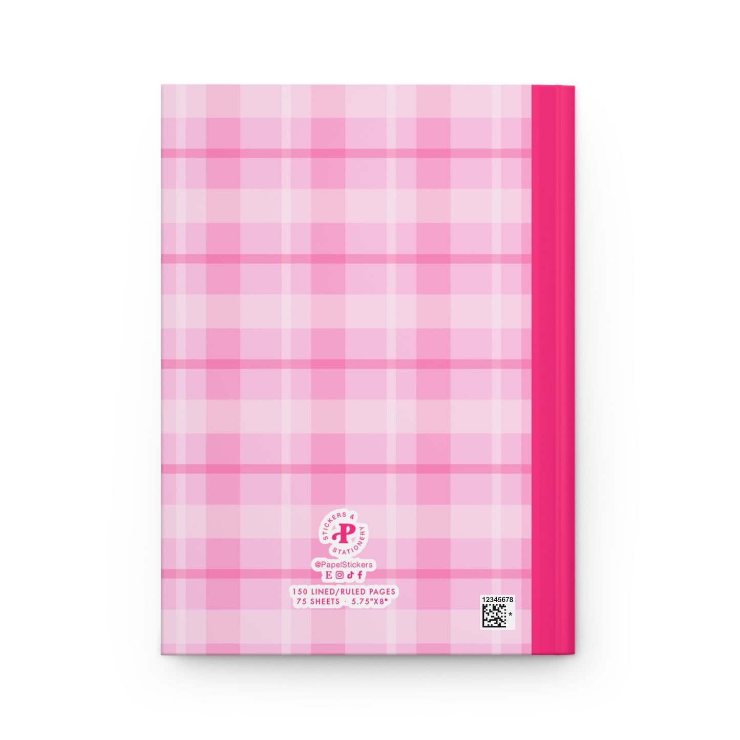 5.75x8" Hardcover PINK PLAID Composition Book, 150 lined pages, Unique Valentine's Day Gift for Kids/Classmate/Coworker/Best Friend