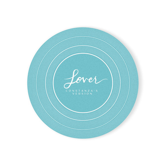 Personalized Cork Back Coaster LOVER Blue Vinyl Record | CUSTOM VERSION's Name or Era | 4" x 4" | Swiftie Gift Fan Present