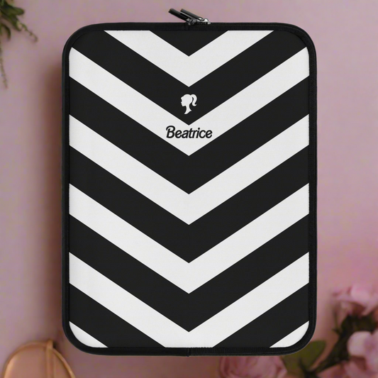 Barbie Inspired Black&White Stripes Laptop Sleeve | 7", 10", 13", 15", and 17" | Unique Mother's Day Gift | Custom Teacher Appreciation Gift